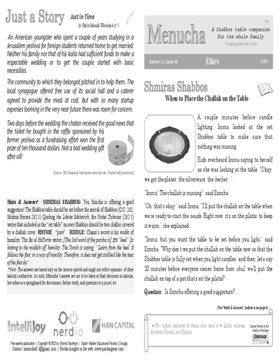 Menucha Magazine — Parshas Eikev