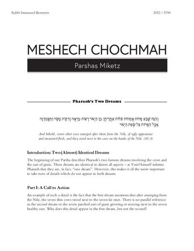 Meshech Chochma — Parshas Mikeitz