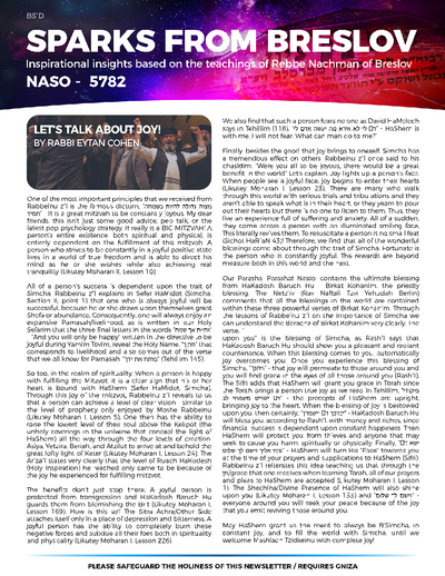 Sparks from Breslov — Parshas Naso