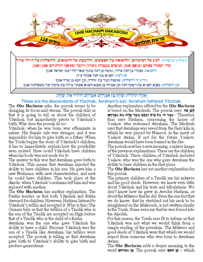 Ohr Hachaim Hakadosh — Parshas Toldos