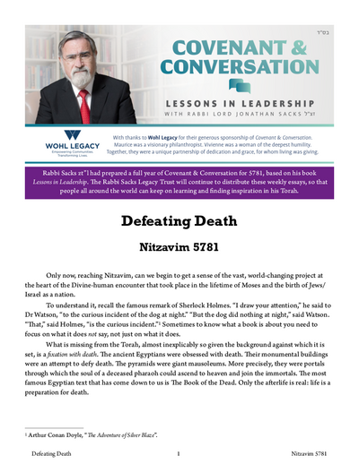 Covenant & Conversation — Parshas Nitzavim