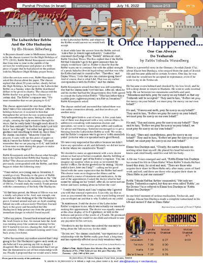 The Jewish Weekly — Parshas Pinchas