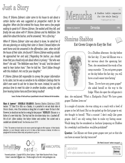 Menucha Magazine — Parshas Devorim