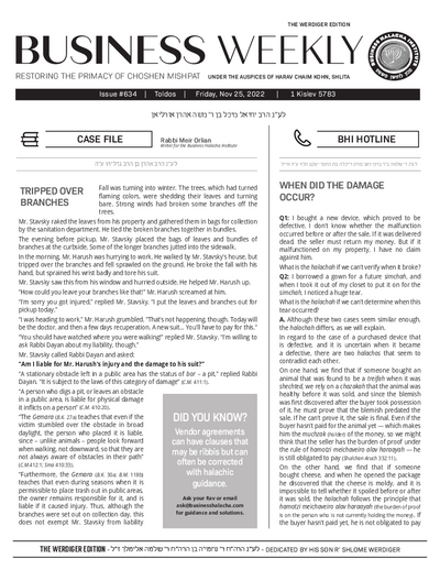 Business Weekly — Parshas Toldos