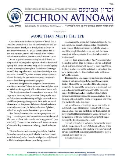 Zichron Avinoam — Parshas Tazria