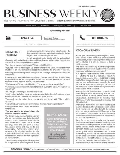 Business Weekly — Parshas Ha'azinu