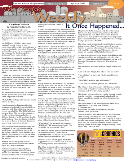 The Jewish Weekly — Parshas Acharei Mos