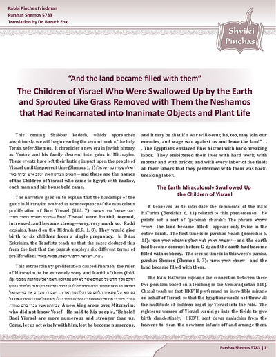 Shvilei Pinchas — Parshas Shemos