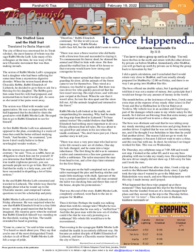 The Jewish Weekly — Parshas Ki Sisa