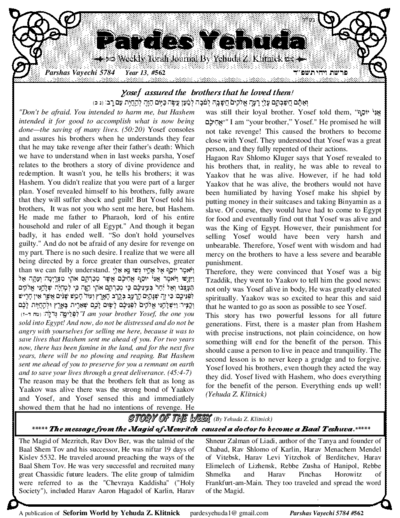 Pardes Yehuda — Parshas Vayechi