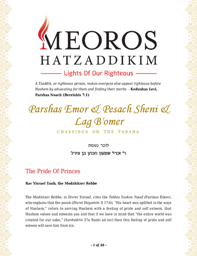 Me'oros Hatzaddikim — Parshas Emor