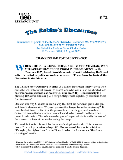 Chabad Research Unit — Parshas Chukas-Balak