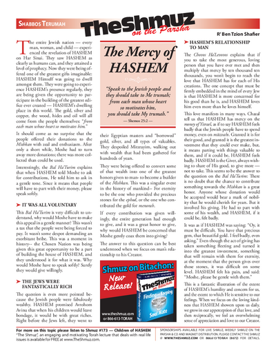 The Shmuz — Parshas Terumah