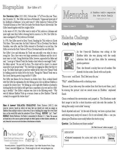 Menucha Magazine — Parshas Shemos