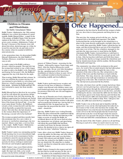 The Jewish Weekly — Parshas Shemos