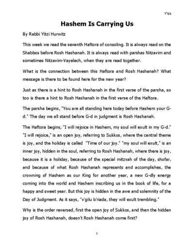 Words of Wisdom from Rabbi Yitzi — Parshas Nitzavim
