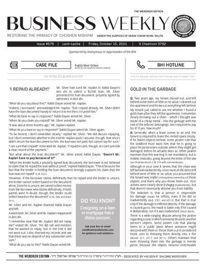 Business Weekly — Parshas Lech-Lecha