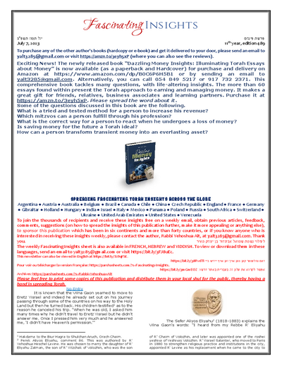 Fascinating Insights — Parshas Pinchas