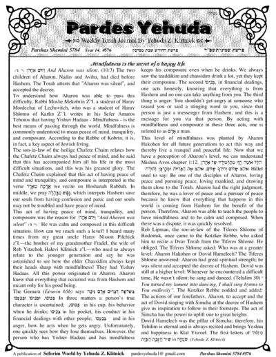 Pardes Yehuda — Parshas Shemini