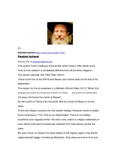 Ohr Tmimim — Parshas Acharei Mos