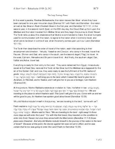 Michal Horowitz - Shiurim & Classes — Parshas Behaalotcha