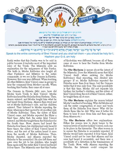 Ohr Hachaim Hakadosh — Parshas Kedoshim