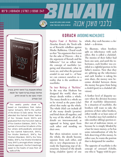 Bilvavi — Parshas Korach