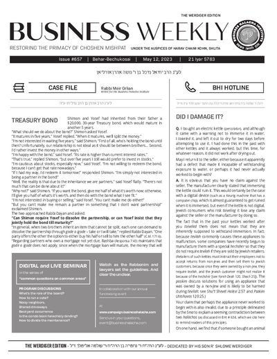Business Weekly — Parshas Behar-Bechukosai