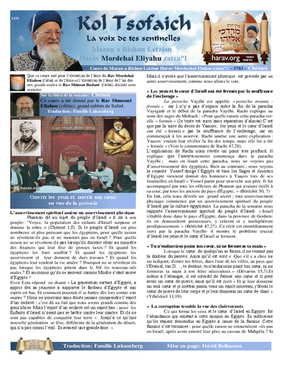 Kol Tsofaich — Parshas Shemos