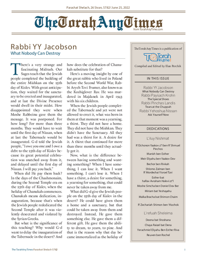 The Torah Anytimes — Parshas Shlach