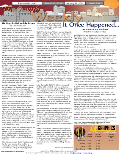 The Jewish Weekly — Parshas Mishpatim
