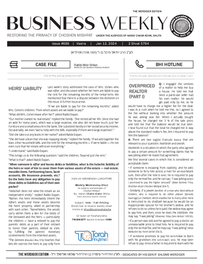 Business Weekly — Parshas Va'eira