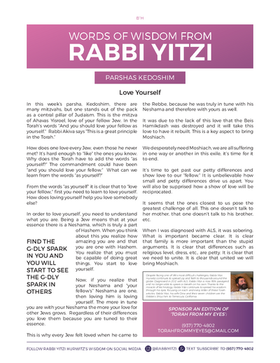 Words of Wisdom from Rabbi Yitzi — Parshas Kedoshim