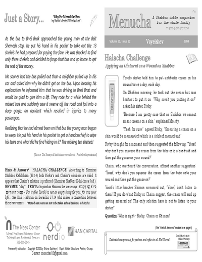 Menucha Magazine — Parshas Vayeishev