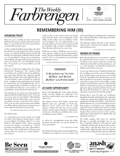The Weekly Farbrengen — Parshas Va'eira