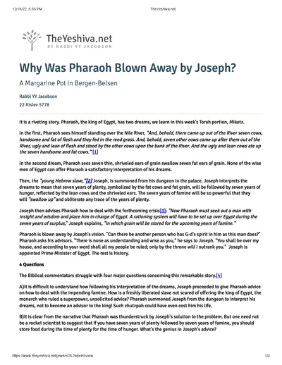 The Yeshiva.net — Parshas Mikeitz