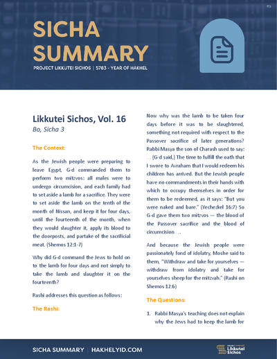 Project Likkutei Sichos — Parshas Beshalach