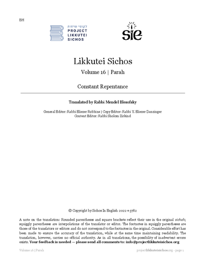 Project Likkutei Sichos — Parshas Shemini