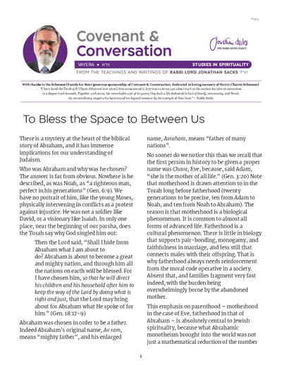 Covenant & Conversation — Parshas Vayeira