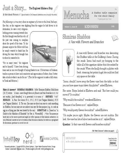 Menucha Magazine — Parshas Kedoshim