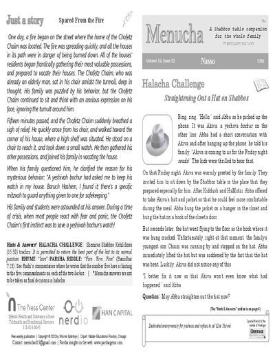 Menucha Magazine — Parshas Naso