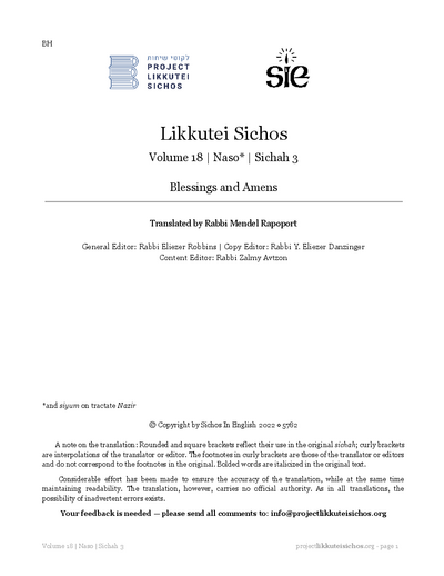 Project Likkutei Sichos — Parshas Naso