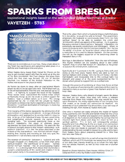 Sparks from Breslov — Parshas Vayeitzei
