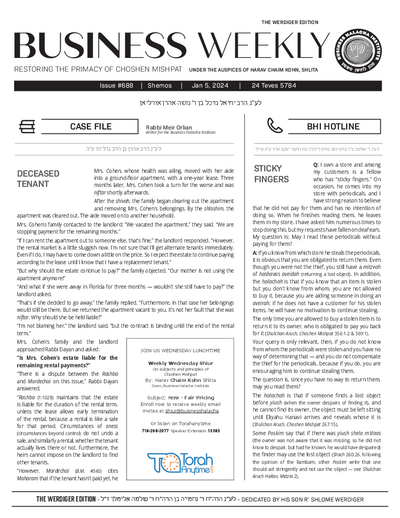 Business Weekly — Parshas Shemos