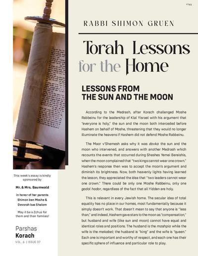 Torah Lessons for the Home — Parshas Korach