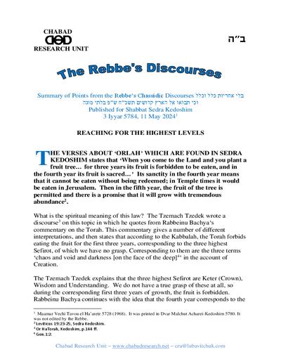 Chabad Research Unit — Parshas Kedoshim