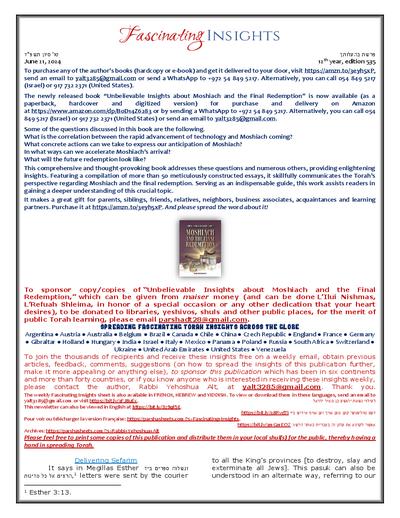 Fascinating Insights — Parshas Behaalotcha