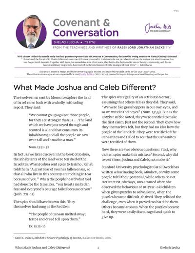 Covenant & Conversation — Parshas Shlach