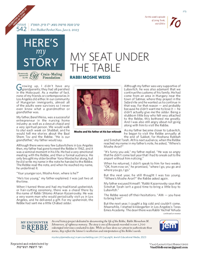 Here's my story — Parshas Naso