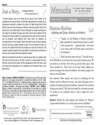 Menucha Magazine — Parshas Devorim